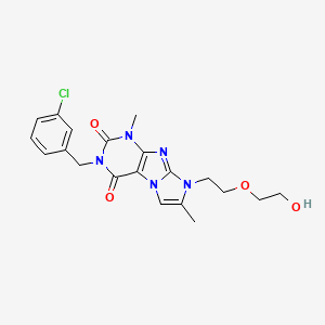 molecular formula C20H22ClN5O4 B2937860 3-(3-chlorobenzyl)-8-(2-(2-hydroxyethoxy)ethyl)-1,7-dimethyl-1H-imidazo[2,1-f]purine-2,4(3H,8H)-dione CAS No. 919040-95-2