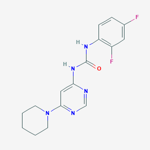 molecular formula C16H17F2N5O B2937873 1-(2,4-Difluorophenyl)-3-(6-(piperidin-1-yl)pyrimidin-4-yl)urea CAS No. 1396815-98-7