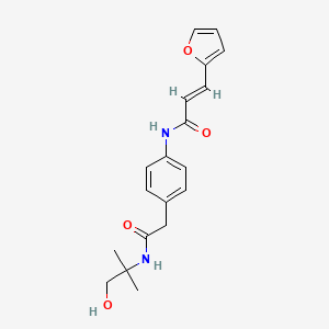 (E)-3-(furan-2-yl)-N-(4-(2-((1-hydroxy-2-methylpropan-2-yl)amino)-2-oxoethyl)phenyl)acrylamide