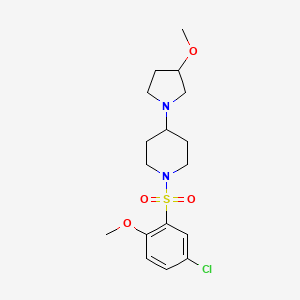 molecular formula C17H25ClN2O4S B2937880 1-((5-氯-2-甲氧基苯基)磺酰基)-4-(3-甲氧基吡咯烷-1-基)哌啶 CAS No. 2320419-35-8
