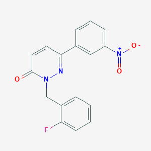 molecular formula C17H12FN3O3 B2937883 2-(2-fluorobenzyl)-6-(3-nitrophenyl)pyridazin-3(2H)-one CAS No. 941930-49-0