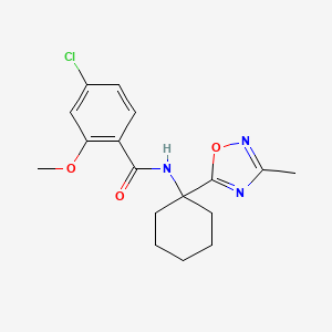 molecular formula C17H20ClN3O3 B2937886 4-氯-2-甲氧基-N-[1-(3-甲基-1,2,4-恶二唑-5-基)环己基]苯甲酰胺 CAS No. 1396674-47-7