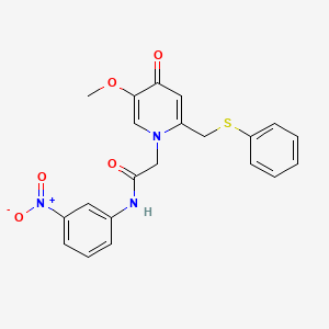 molecular formula C21H19N3O5S B2937887 2-(5-methoxy-4-oxo-2-((phenylthio)methyl)pyridin-1(4H)-yl)-N-(3-nitrophenyl)acetamide CAS No. 941870-17-3