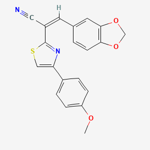 molecular formula C20H14N2O3S B2937889 (Z)-3-(benzo[d][1,3]dioxol-5-yl)-2-(4-(4-methoxyphenyl)thiazol-2-yl)acrylonitrile CAS No. 476673-98-0