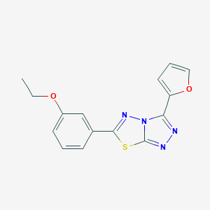molecular formula C15H12N4O2S B293789 6-(3-Ethoxyphenyl)-3-(furan-2-yl)-[1,2,4]triazolo[3,4-b][1,3,4]thiadiazole 