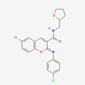 molecular formula C21H18BrClN2O3 B2937901 (2Z)-6-bromo-2-[(4-chlorophenyl)imino]-N-(tetrahydrofuran-2-ylmethyl)-2H-chromene-3-carboxamide CAS No. 1327168-59-1