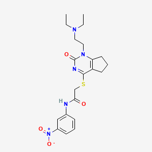 molecular formula C21H27N5O4S B2937904 2-((1-(2-(diethylamino)ethyl)-2-oxo-2,5,6,7-tetrahydro-1H-cyclopenta[d]pyrimidin-4-yl)thio)-N-(3-nitrophenyl)acetamide CAS No. 898434-10-1