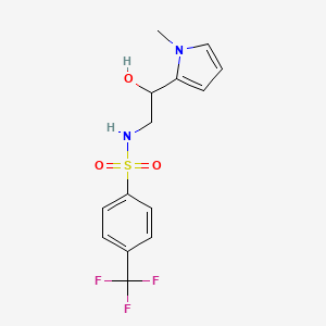molecular formula C14H15F3N2O3S B2937905 N-(2-hydroxy-2-(1-methyl-1H-pyrrol-2-yl)ethyl)-4-(trifluoromethyl)benzenesulfonamide CAS No. 1396674-31-9