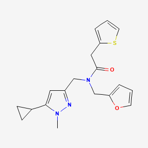 N-((5-cyclopropyl-1-methyl-1H-pyrazol-3-yl)methyl)-N-(furan-2-ylmethyl)-2-(thiophen-2-yl)acetamide