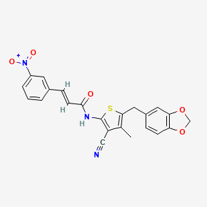 (E)-N-(5-(benzo[d][1,3]dioxol-5-ylmethyl)-3-cyano-4-methylthiophen-2-yl)-3-(3-nitrophenyl)acrylamide