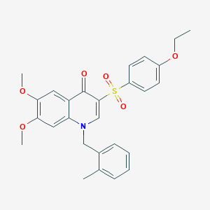 molecular formula C27H27NO6S B2937919 3-(4-Ethoxyphenyl)sulfonyl-6,7-dimethoxy-1-[(2-methylphenyl)methyl]quinolin-4-one CAS No. 866845-86-5