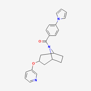 molecular formula C23H23N3O2 B2937939 (4-(1H-吡咯-1-基)苯基)((1R,5S)-3-(吡啶-3-氧基)-8-氮杂双环[3.2.1]辛烷-8-基)甲酮 CAS No. 2185590-44-5