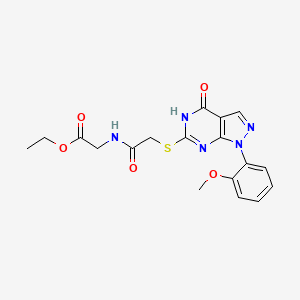 molecular formula C18H19N5O5S B2937942 ethyl 2-(2-((1-(2-methoxyphenyl)-4-oxo-4,5-dihydro-1H-pyrazolo[3,4-d]pyrimidin-6-yl)thio)acetamido)acetate CAS No. 1005307-29-8