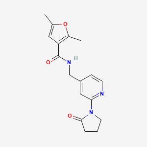 molecular formula C17H19N3O3 B2937951 2,5-dimethyl-N-((2-(2-oxopyrrolidin-1-yl)pyridin-4-yl)methyl)furan-3-carboxamide CAS No. 2034536-08-6