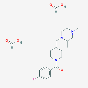 molecular formula C21H32FN3O5 B2937952 (4-((2,4-Dimethylpiperazin-1-yl)methyl)piperidin-1-yl)(4-fluorophenyl)methanone diformate CAS No. 1421461-61-1