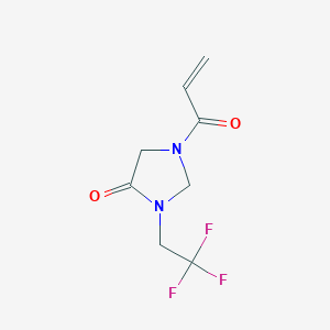 molecular formula C8H9F3N2O2 B2937968 1-Prop-2-enoyl-3-(2,2,2-trifluoroethyl)imidazolidin-4-one CAS No. 2224528-07-6