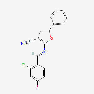 2-{[(E)-(2-chloro-4-fluorophenyl)methylidene]amino}-5-phenyl-3-furonitrile