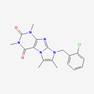 molecular formula C18H18ClN5O2 B2937991 8-(2-chlorobenzyl)-1,3,6,7-tetramethyl-1H-imidazo[2,1-f]purine-2,4(3H,8H)-dione CAS No. 876902-75-9