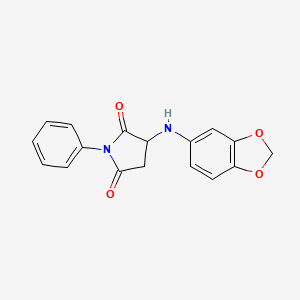 molecular formula C17H14N2O4 B2938004 3-(1,3-Benzodioxol-5-ylamino)-1-phenylpyrrolidine-2,5-dione CAS No. 1008051-74-8