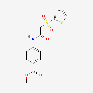 molecular formula C14H13NO5S2 B2938005 4-{[(2-噻吩磺酰基)乙酰基]氨基}苯甲酸甲酯 CAS No. 1021079-31-1