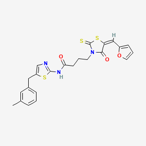 (E)-4-(5-(furan-2-ylmethylene)-4-oxo-2-thioxothiazolidin-3-yl)-N-(5-(3-methylbenzyl)thiazol-2-yl)butanamide