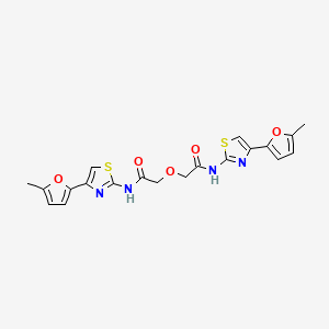 molecular formula C20H18N4O5S2 B2938013 N-[4-(5-methylfuran-2-yl)-1,3-thiazol-2-yl]-2-[2-[[4-(5-methylfuran-2-yl)-1,3-thiazol-2-yl]amino]-2-oxoethoxy]acetamide CAS No. 476642-40-7