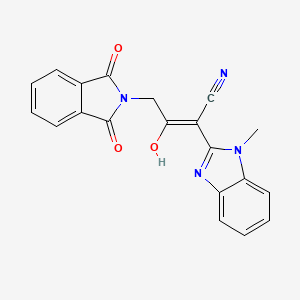 molecular formula C20H14N4O3 B2938016 (E)-4-(1,3-二氧代异吲哚林-2-基)-2-(1-甲基-1H-苯并[d]咪唑-2(3H)-亚甲基)-3-氧代丁腈 CAS No. 868613-98-3