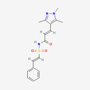 (E)-N-[(E)-2-phenylethenyl]sulfonyl-3-(1,3,5-trimethylpyrazol-4-yl)prop-2-enamide
