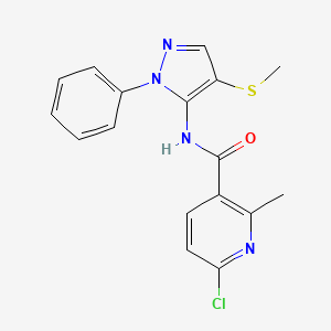 molecular formula C17H15ClN4OS B2938025 6-chloro-2-methyl-N-[4-(methylsulfanyl)-1-phenyl-1H-pyrazol-5-yl]pyridine-3-carboxamide CAS No. 1797961-63-7
