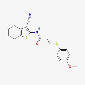 molecular formula C19H20N2O2S2 B2938034 N-(3-氰基-4,5,6,7-四氢苯并[b]噻吩-2-基)-3-((4-甲氧基苯基)硫代)丙酰胺 CAS No. 941952-57-4