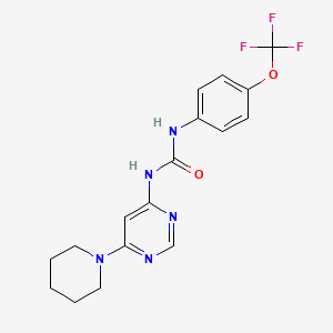 molecular formula C17H18F3N5O2 B2938036 1-(6-(Piperidin-1-yl)pyrimidin-4-yl)-3-(4-(trifluoromethoxy)phenyl)urea CAS No. 1396760-71-6