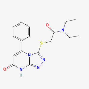molecular formula C17H19N5O2S B2938039 N,N-diethyl-2-((7-oxo-5-phenyl-7,8-dihydro-[1,2,4]triazolo[4,3-a]pyrimidin-3-yl)thio)acetamide CAS No. 894999-42-9