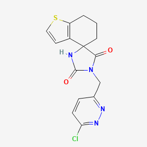 molecular formula C15H13ClN4O2S B2938052 1'-[(6-chloropyridazin-3-yl)methyl]-6,7-dihydro-5H-spiro[1-benzothiophene-4,4'-imidazolidine]-2',5'-dione CAS No. 2094375-07-0