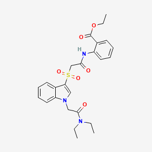 ethyl 2-(2-((1-(2-(diethylamino)-2-oxoethyl)-1H-indol-3-yl)sulfonyl)acetamido)benzoate