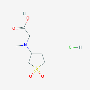 molecular formula C7H14ClNO4S B2938066 2-[(1,1-Dioxo-1lambda6-thiolan-3-yl)(methyl)amino]acetic acid hydrochloride CAS No. 1052550-21-6