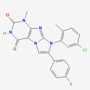 molecular formula C21H15ClFN5O2 B2938068 8-(5-chloro-2-methylphenyl)-7-(4-fluorophenyl)-1-methyl-1H-imidazo[2,1-f]purine-2,4(3H,8H)-dione CAS No. 923461-87-4