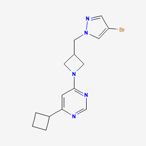 molecular formula C15H18BrN5 B2938070 4-[3-[(4-Bromopyrazol-1-yl)methyl]azetidin-1-yl]-6-cyclobutylpyrimidine CAS No. 2415456-94-7