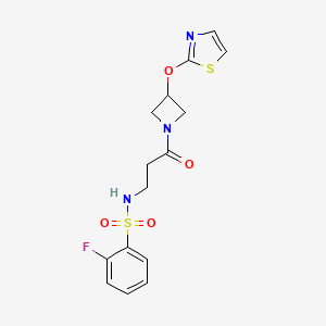 2-fluoro-N-(3-oxo-3-(3-(thiazol-2-yloxy)azetidin-1-yl)propyl)benzenesulfonamide