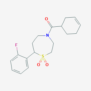 Cyclohex-3-en-1-yl(7-(2-fluorophenyl)-1,1-dioxido-1,4-thiazepan-4-yl)methanone