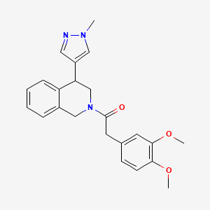 molecular formula C23H25N3O3 B2938089 2-(3,4-dimethoxyphenyl)-1-(4-(1-methyl-1H-pyrazol-4-yl)-3,4-dihydroisoquinolin-2(1H)-yl)ethanone CAS No. 2034566-36-2