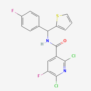 2,6-dichloro-5-fluoro-N-[(4-fluorophenyl)(thiophen-2-yl)methyl]pyridine-3-carboxamide