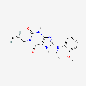 molecular formula C20H21N5O3 B2938101 (E)-3-(丁-2-烯-1-基)-8-(2-甲氧基苯基)-1,7-二甲基-1H-咪唑并[2,1-f]嘌呤-2,4(3H,8H)-二酮 CAS No. 946340-86-9
