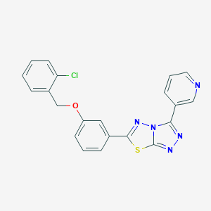 molecular formula C21H14ClN5OS B293812 2-Chlorobenzyl 3-[3-(3-pyridinyl)[1,2,4]triazolo[3,4-b][1,3,4]thiadiazol-6-yl]phenyl ether 