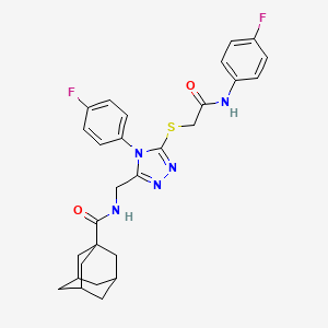 molecular formula C28H29F2N5O2S B2938124 N-[[5-[2-(4-fluoroanilino)-2-oxoethyl]sulfanyl-4-(4-fluorophenyl)-1,2,4-triazol-3-yl]methyl]adamantane-1-carboxamide CAS No. 476441-12-0