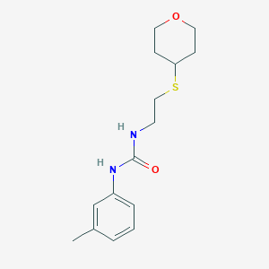 molecular formula C15H22N2O2S B2938128 1-(2-((tetrahydro-2H-pyran-4-yl)thio)ethyl)-3-(m-tolyl)urea CAS No. 1795300-38-7