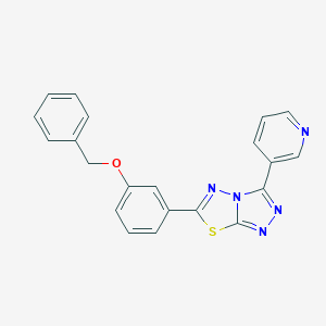 molecular formula C21H15N5OS B293813 6-[3-(Benzyloxy)phenyl]-3-(3-pyridinyl)[1,2,4]triazolo[3,4-b][1,3,4]thiadiazole 