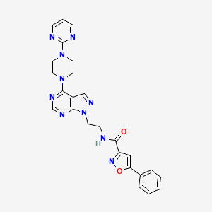 molecular formula C25H24N10O2 B2938143 5-phenyl-N-(2-(4-(4-(pyrimidin-2-yl)piperazin-1-yl)-1H-pyrazolo[3,4-d]pyrimidin-1-yl)ethyl)isoxazole-3-carboxamide CAS No. 1172399-03-9