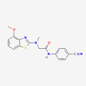 molecular formula C18H16N4O2S B2938147 N-(4-氰基苯基)-2-((4-甲氧基苯并[d]噻唑-2-基)(甲基)氨基)乙酰胺 CAS No. 1396747-66-2