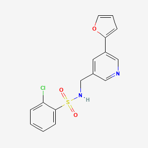 2-chloro-N-((5-(furan-2-yl)pyridin-3-yl)methyl)benzenesulfonamide
