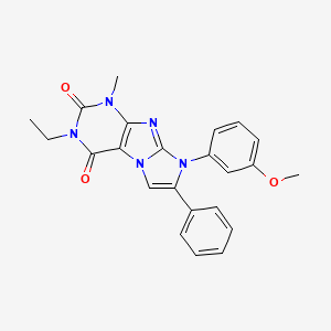 molecular formula C23H21N5O3 B2938150 3-ethyl-8-(3-methoxyphenyl)-1-methyl-7-phenyl-1H-imidazo[2,1-f]purine-2,4(3H,8H)-dione CAS No. 896294-99-8